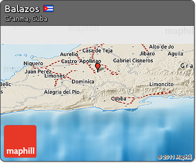 Shaded Relief Panoramic Map of Balazos