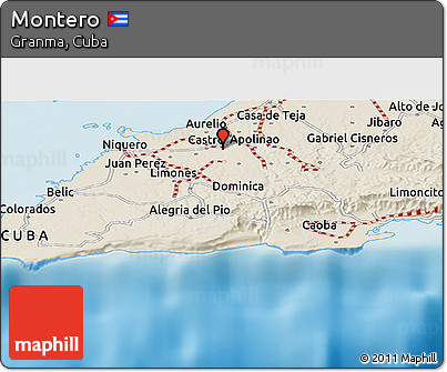 Shaded Relief Panoramic Map of Montero