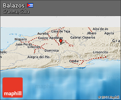 Shaded Relief Panoramic Map of Balazos