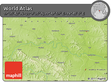 Physical Map of the Area around 19° 52' 38" N, 78° 16' 30" E