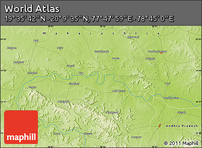Physical Map of the Area around 19° 52' 38" N, 78° 16' 30" E
