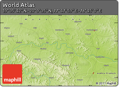 Physical Map of the Area around 19° 52' 38" N, 78° 16' 30" E