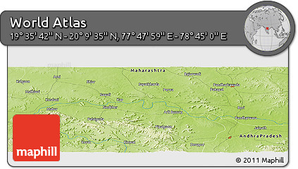 Physical Panoramic Map of the Area around 19° 52' 38" N, 78° 16' 30" E