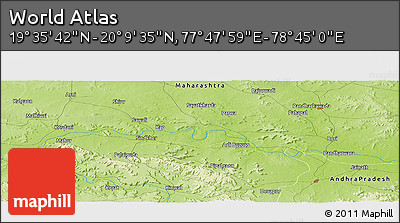 Physical Panoramic Map of the Area around 19° 52' 38" N, 78° 16' 30" E