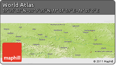 Physical Panoramic Map of the Area around 19° 52' 38" N, 78° 16' 30" E
