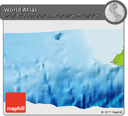 Physical 3D Map of the Area around 19° 52' 38" N, 78° 7' 30" W