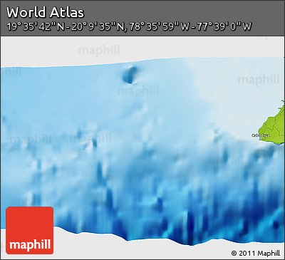 Physical 3D Map of the Area around 19° 52' 38" N, 78° 7' 30" W