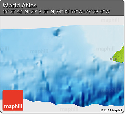 Physical 3D Map of the Area around 19° 52' 38" N, 78° 7' 30" W