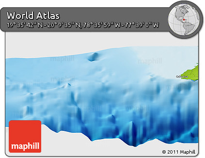 Physical Panoramic Map of the Area around 19° 52' 38" N, 78° 7' 30" W
