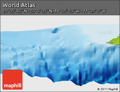 Physical Panoramic Map of the Area around 19° 52' 38" N, 78° 7' 30" W