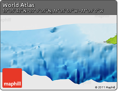 Physical Panoramic Map of the Area around 19° 52' 38" N, 78° 7' 30" W