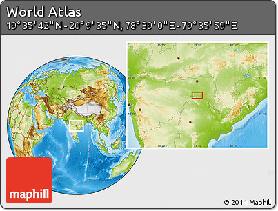Physical Location Map of the Area around 19° 52' 38" N, 79° 7' 30" E