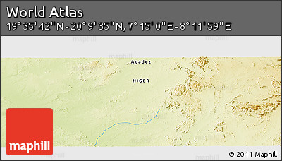 Physical Panoramic Map of the Area around 19° 52' 38" N, 7° 43' 29" E