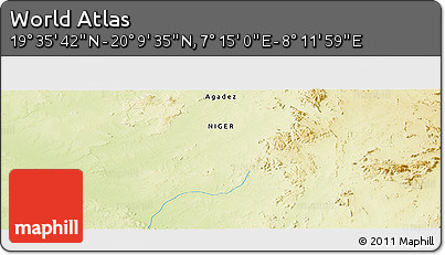 Physical Panoramic Map of the Area around 19° 52' 38" N, 7° 43' 29" E