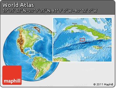 Physical Location Map of the Area around 19° 52' 38" N, 80° 40' 30" W