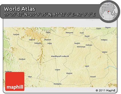 Physical 3D Map of the Area around 19° 52' 38" N, 81° 40' 30" E
