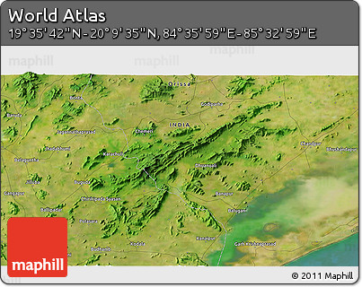 Satellite 3D Map of the Area around 19° 52' 38" N, 85° 4' 29" E