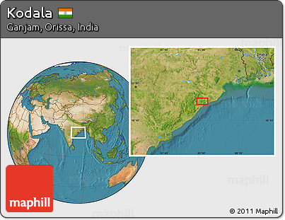 Satellite Location Map of Kodala