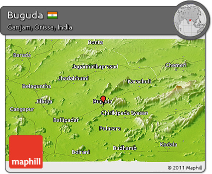 Physical Panoramic Map of Buguda