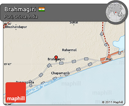 Shaded Relief Map of Brahmagiri