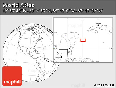Blank Location Map of the Area around 19° 52' 38" N, 85° 46' 30" W