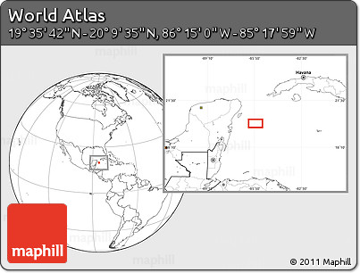 Blank Location Map of the Area around 19° 52' 38" N, 85° 46' 30" W
