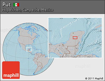 Gray Location Map of Put, hill shading