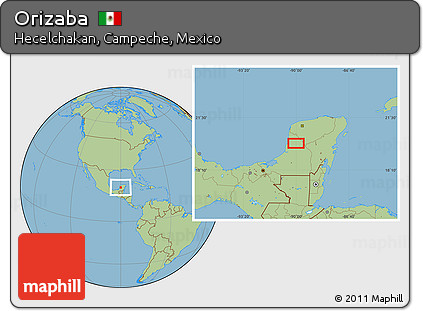 Savanna Style Location Map of Orizaba