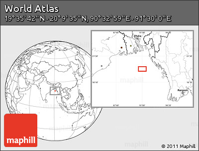 Blank Location Map of the Area around 19° 52' 38" N, 91° 1' 30" E