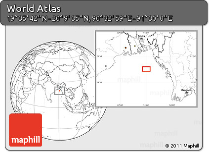 Blank Location Map of the Area around 19° 52' 38" N, 91° 1' 30" E
