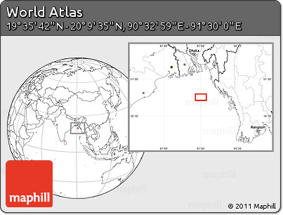 Blank Location Map of the Area around 19° 52' 38" N, 91° 1' 30" E
