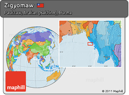 Political Location Map of Zigyomaw