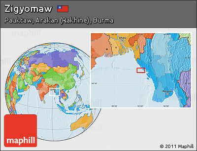 Political Location Map of Zigyomaw