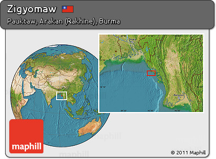 Satellite Location Map of Zigyomaw