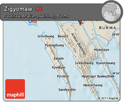 Shaded Relief Map of Zigyomaw