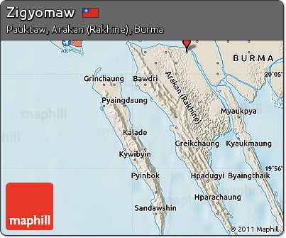 Shaded Relief Map of Zigyomaw