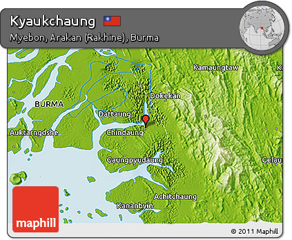 Physical 3D Map of Kyaukchaung