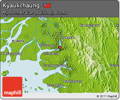 Physical 3D Map of Kyaukchaung