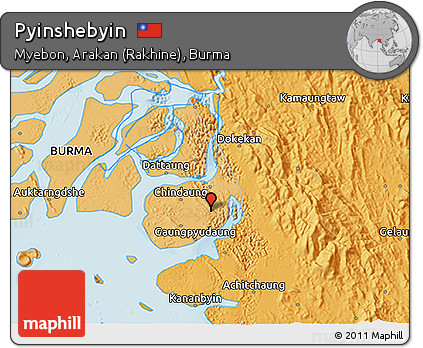 Political 3D Map of Pyinshebyin
