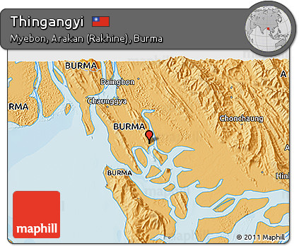 Political 3D Map of Thingangyi