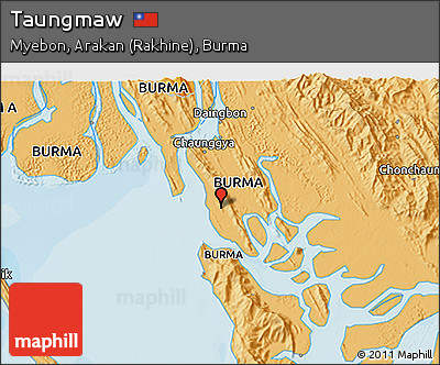 Political 3D Map of Taungmaw