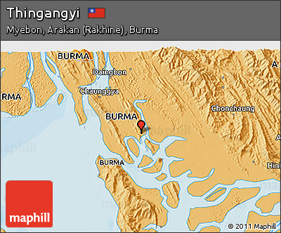Political 3D Map of Thingangyi