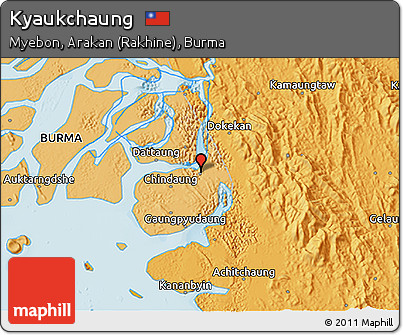 Political 3D Map of Kyaukchaung