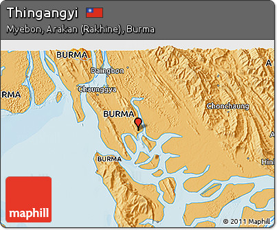 Political 3D Map of Thingangyi