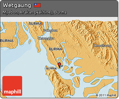 Political 3D Map of Wetgaung