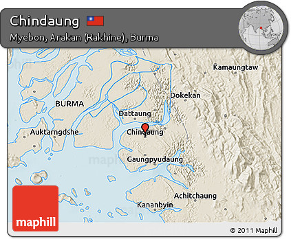 Shaded Relief 3D Map of Chindaung