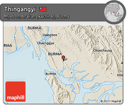 Shaded Relief 3D Map of Thingangyi