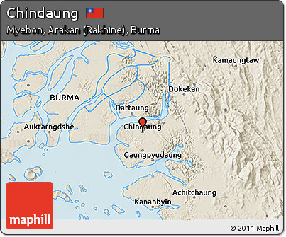 Shaded Relief 3D Map of Chindaung