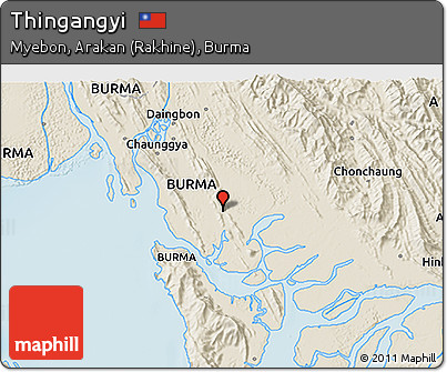 Shaded Relief 3D Map of Thingangyi
