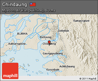 Shaded Relief 3D Map of Chindaung